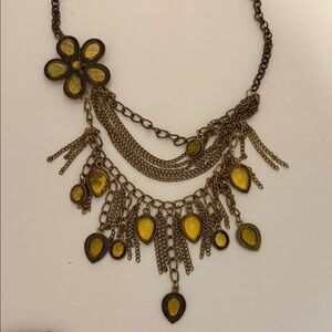 Elegant Sparkling Sage Gold Necklace with Yellow Accents